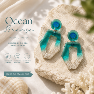Ocean Breeze Resin Statement Earrings