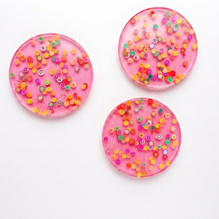Funky Pink Tutti-Frutti Resin Coasters (Set of 3)