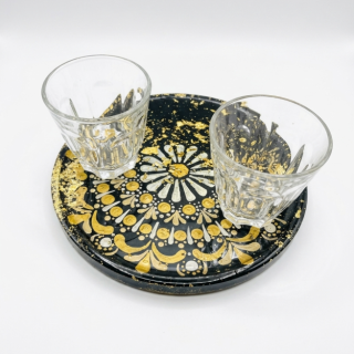Handcrafted Black & Gold Resin Coaster (20cm)