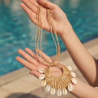 Summer Straw Shell Necklace