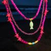 Triple-layer summer fish necklace