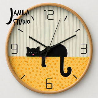 Lazy kitten (wall clock)