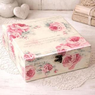 large foral decoupaged handmade accessories box