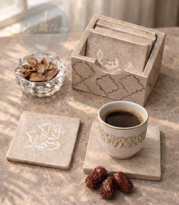 handmade coasters set in arabian style 1 handmade coasters set in arabian style