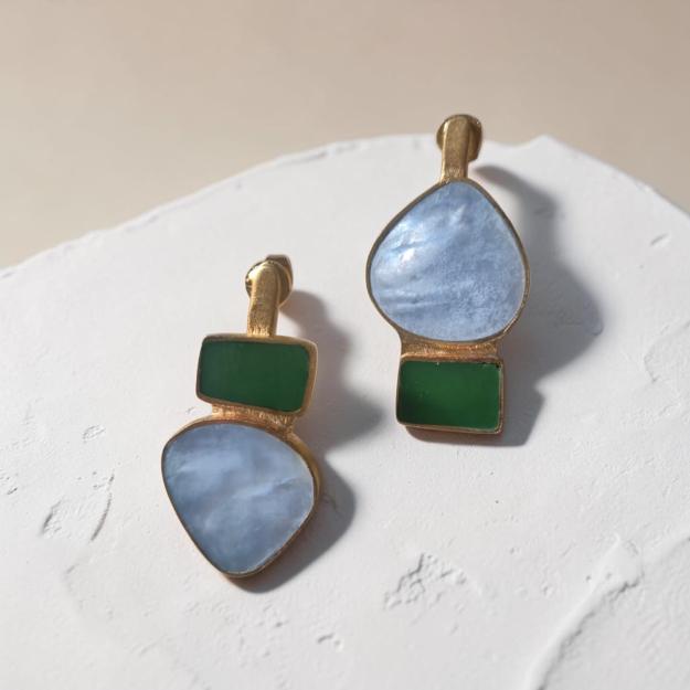 Green & Shell Earrings 1 Green & Shell Earrings