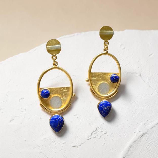 Blue Modern Orbit Earrings 1 Blue Modern Orbit Earrings