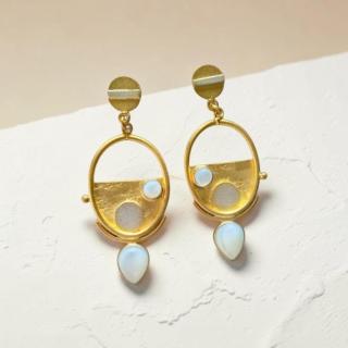 White Modern Orbit Earrings