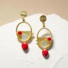 Red Modern Orbit Earrings