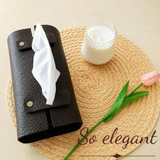 The elegant tissue box [ natural leather, made by hands]
