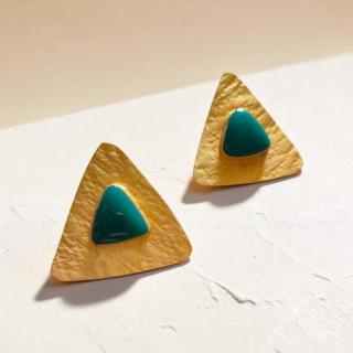 Green Triangle Studs