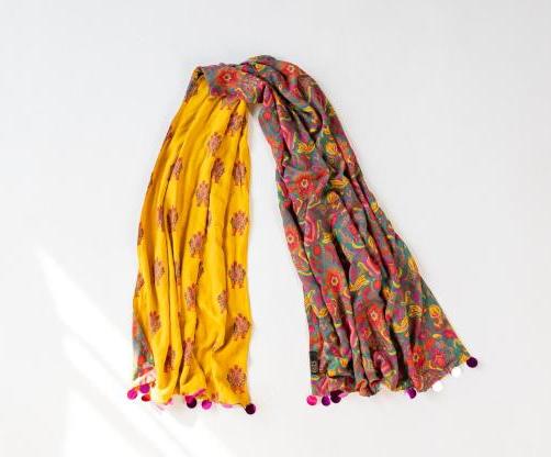 Ciel Et Miel Reversible Cotton Scarf 1 Ciel Et Miel Reversible Cotton Scarf