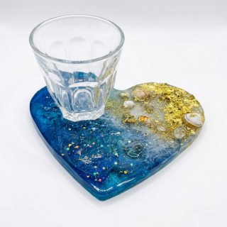 Heart-Shaped Resin Ocean Coaster (14cm)