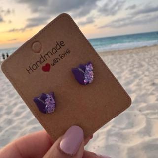 Handmade Tulip Clay Earrings – Colorful Floral Studs