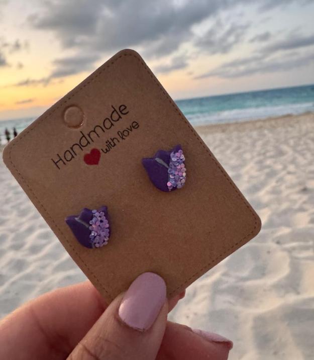 Handmade Tulip Clay Earrings – Colorful Floral Studs 1 Handmade Tulip Clay Earrings – Colorful Floral Studs