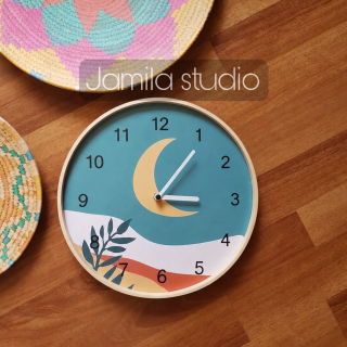 Boho moon wall clock