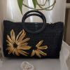 Raffia big bag2 gold flower