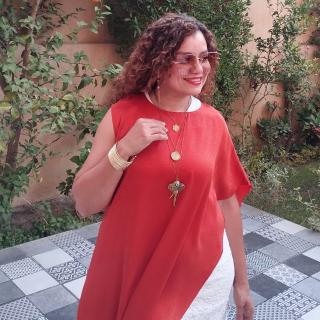 Open sided silk orange cardigan